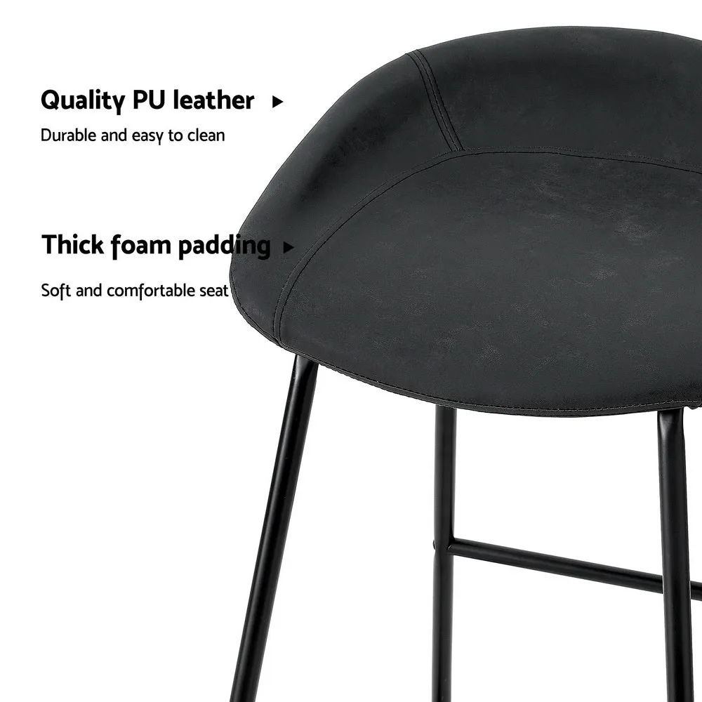 4x Bar Stools | Kitchen Dining Chairs | Counter Stool | PU Leather | Metal Finish