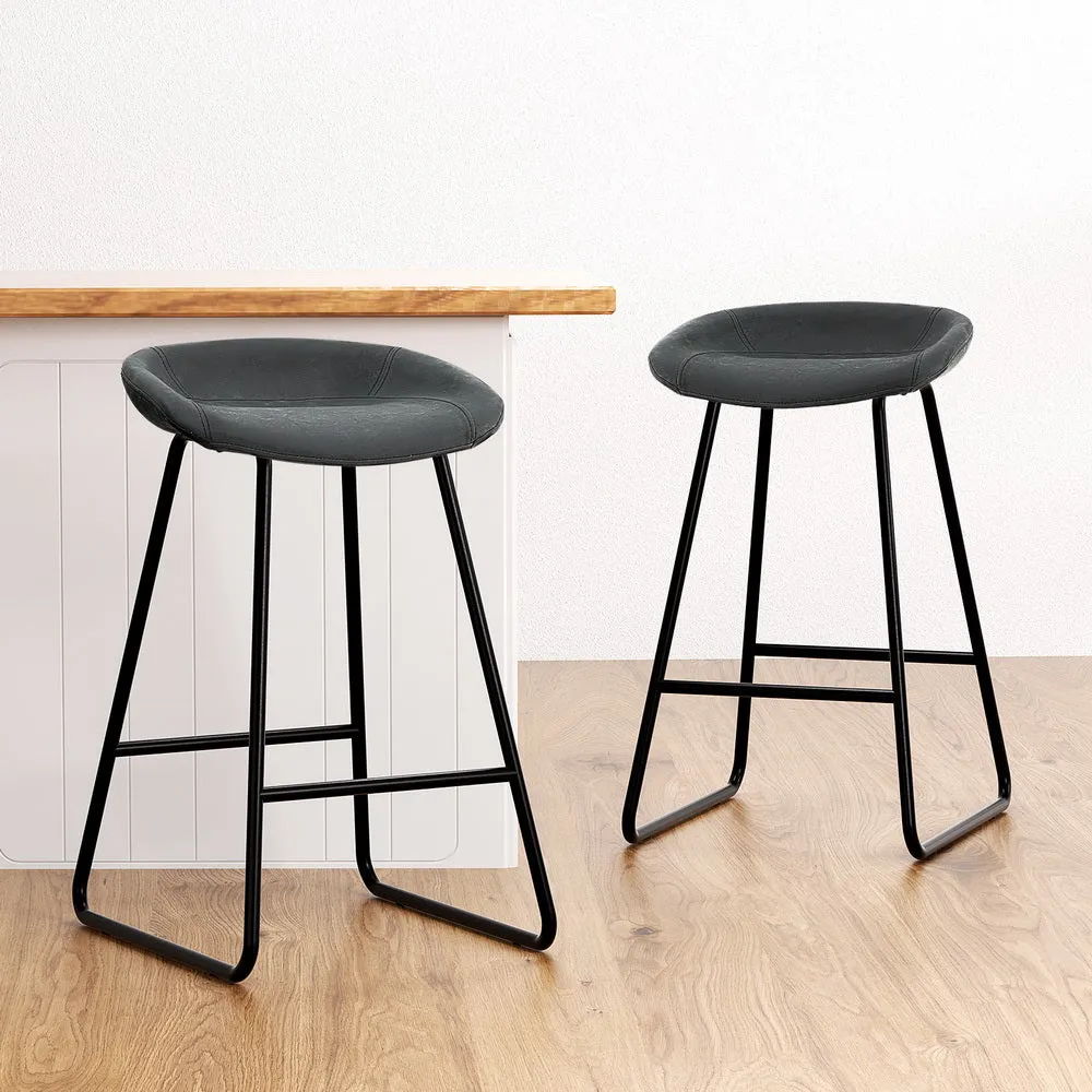 4x Bar Stools | Kitchen Dining Chairs | Counter Stool | PU Leather | Metal Finish