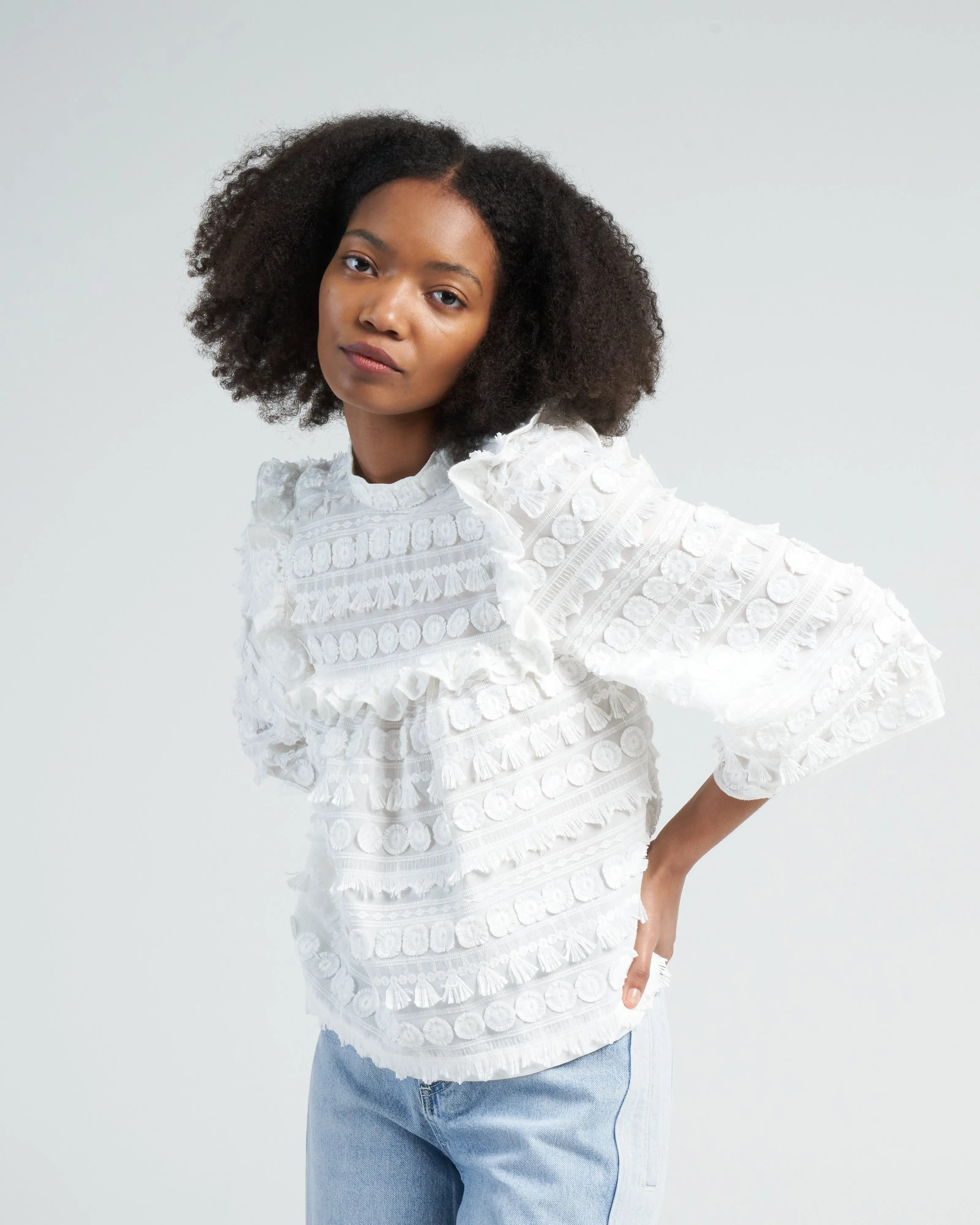 a-line blouse - white