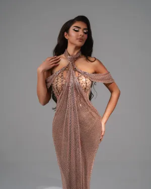Ailene Rose Gold Dress with Stones