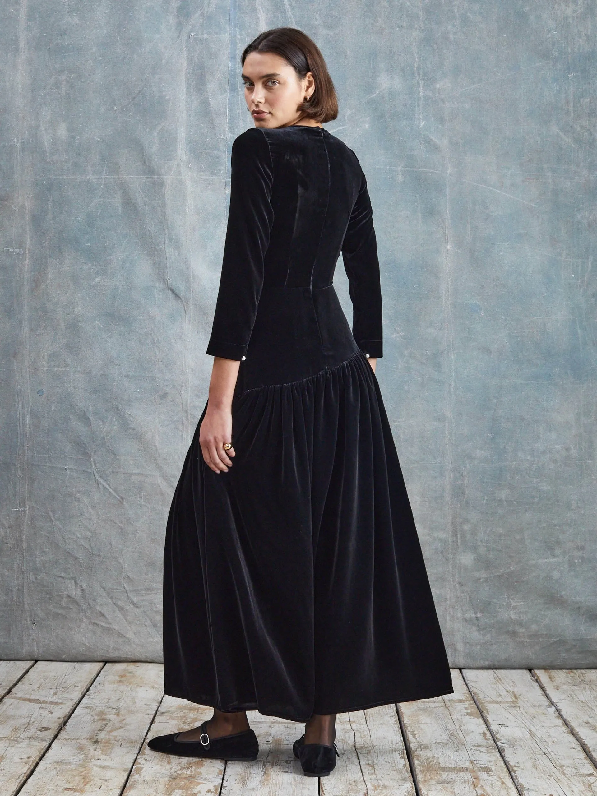 Ava silk velvet dress