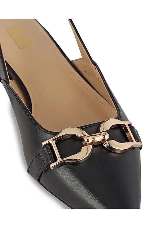 Black Embellished Slingback Heels