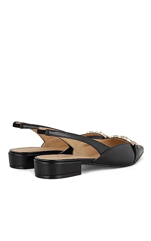 Black Embellished Slingback Heels