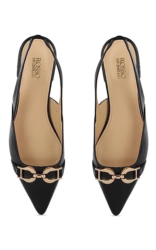 Black Embellished Slingback Heels