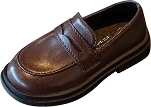 Boys Leather Sneakers Wedding Unform Dress Loafer Kids Boys Sole Non Slip Ankle Closed Sport Shoes Lightweight Comfy