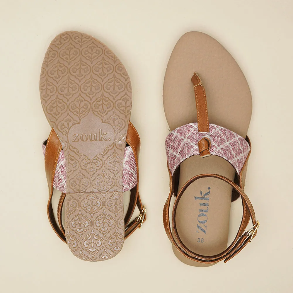 Chamoli Motif T Strap Sandal