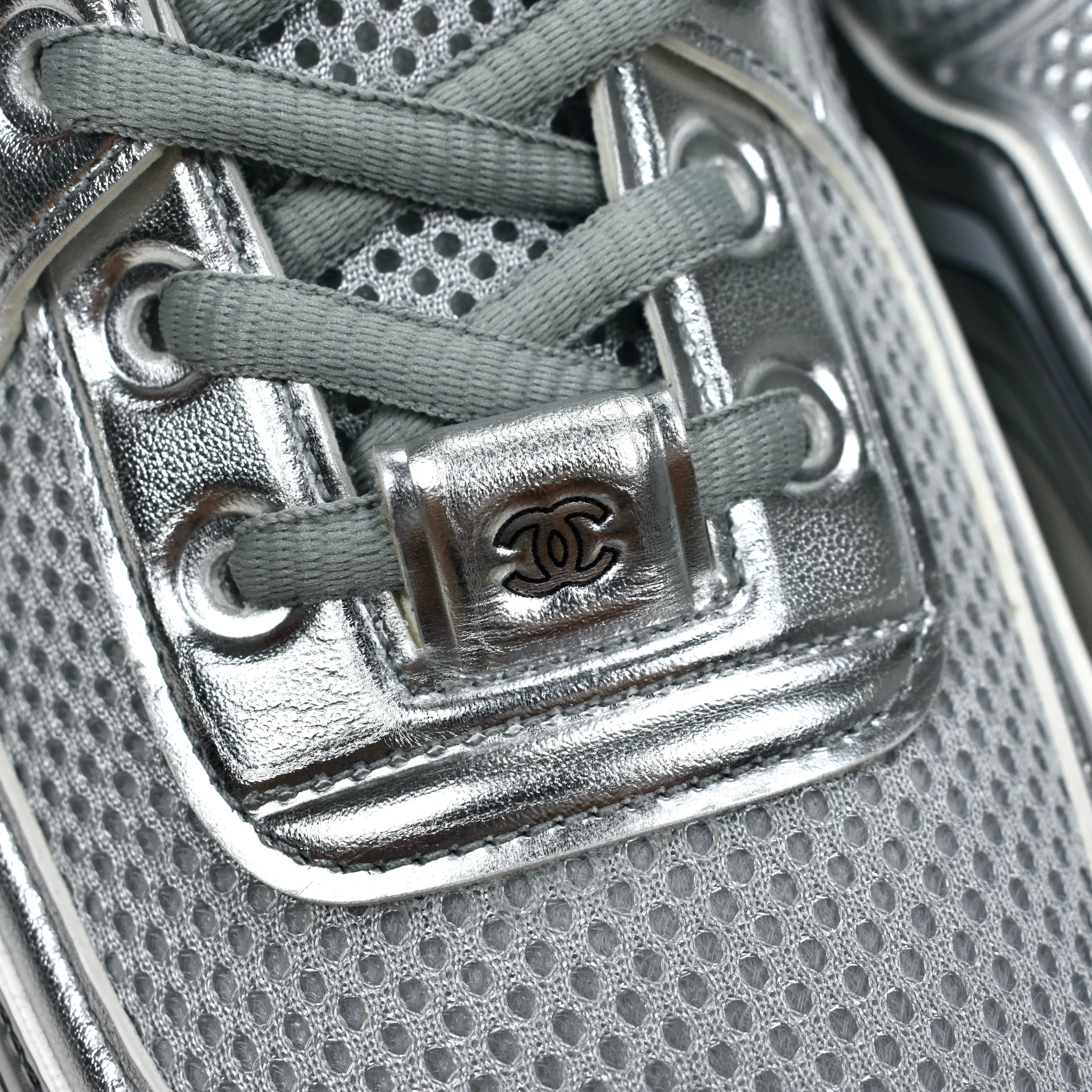 Chanel - Classic Monogram Logo Trainer (Metallic Silver)