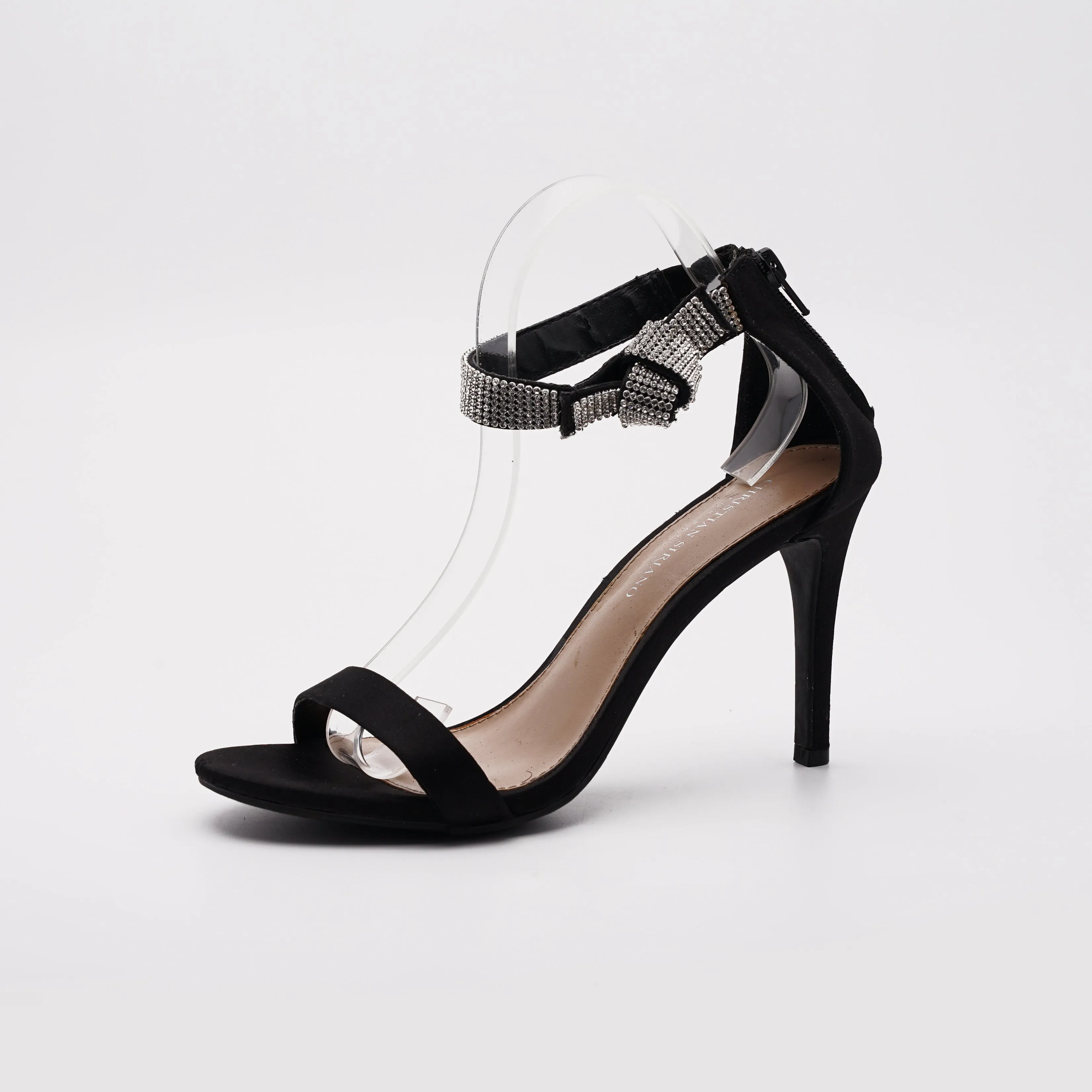 Christian Siriano Rhinestone Strap Open-Toe Stiletto