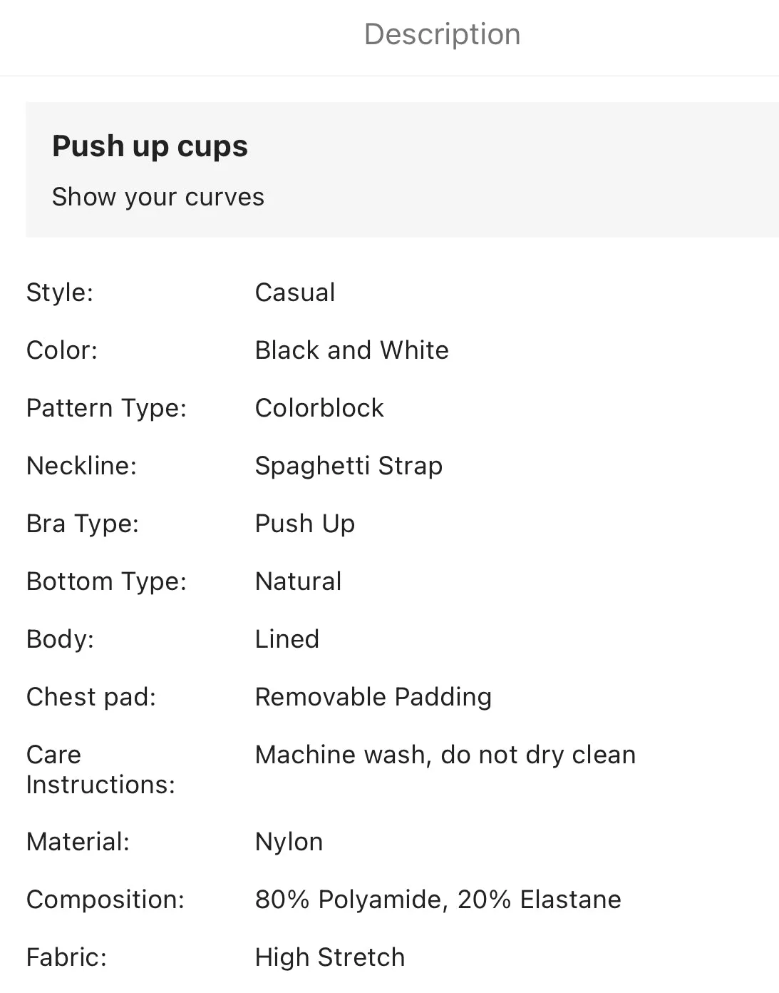 Color block push up bikini swimsuit