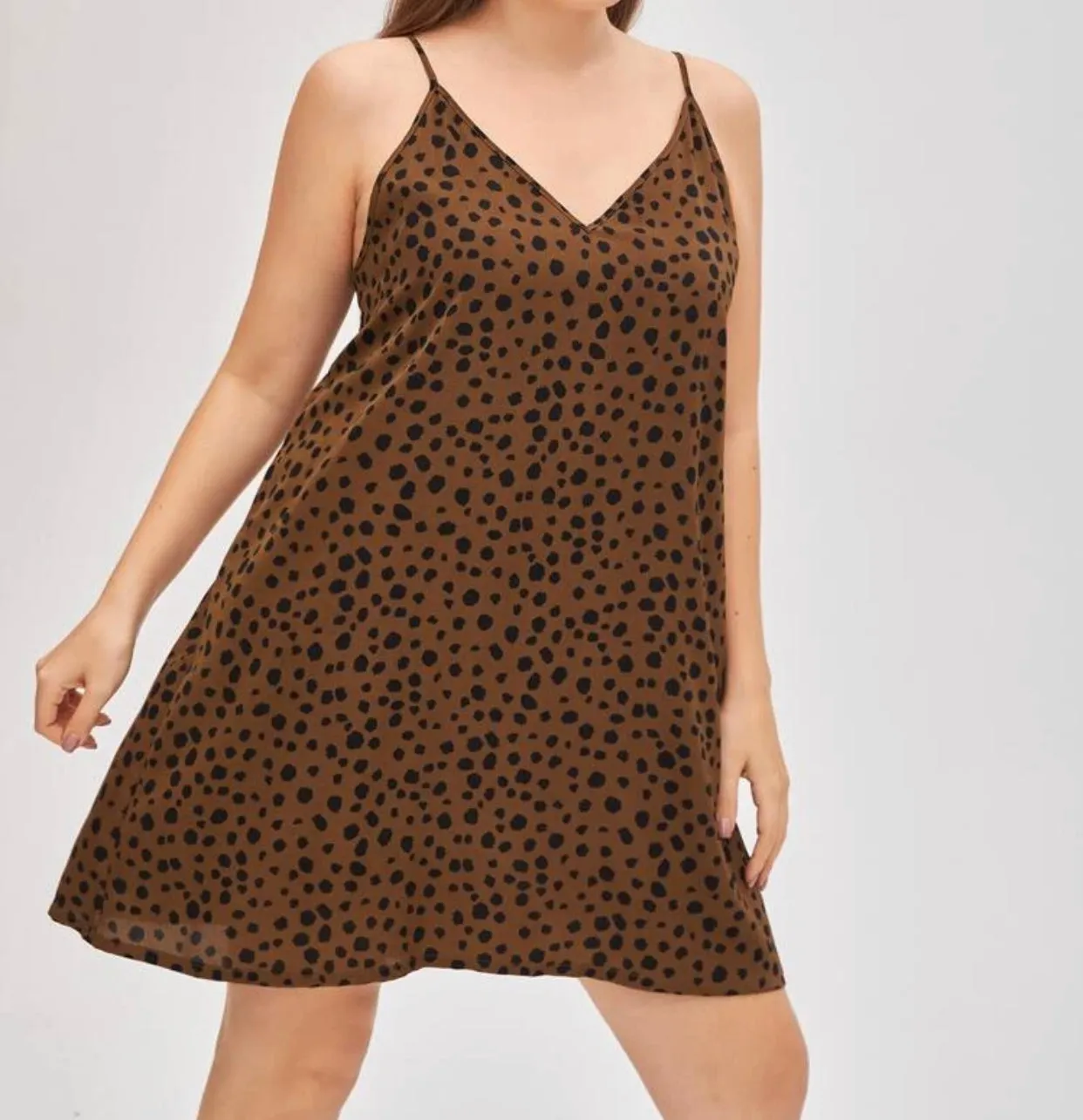 Curve and plus all over Dalmatian print slip dress