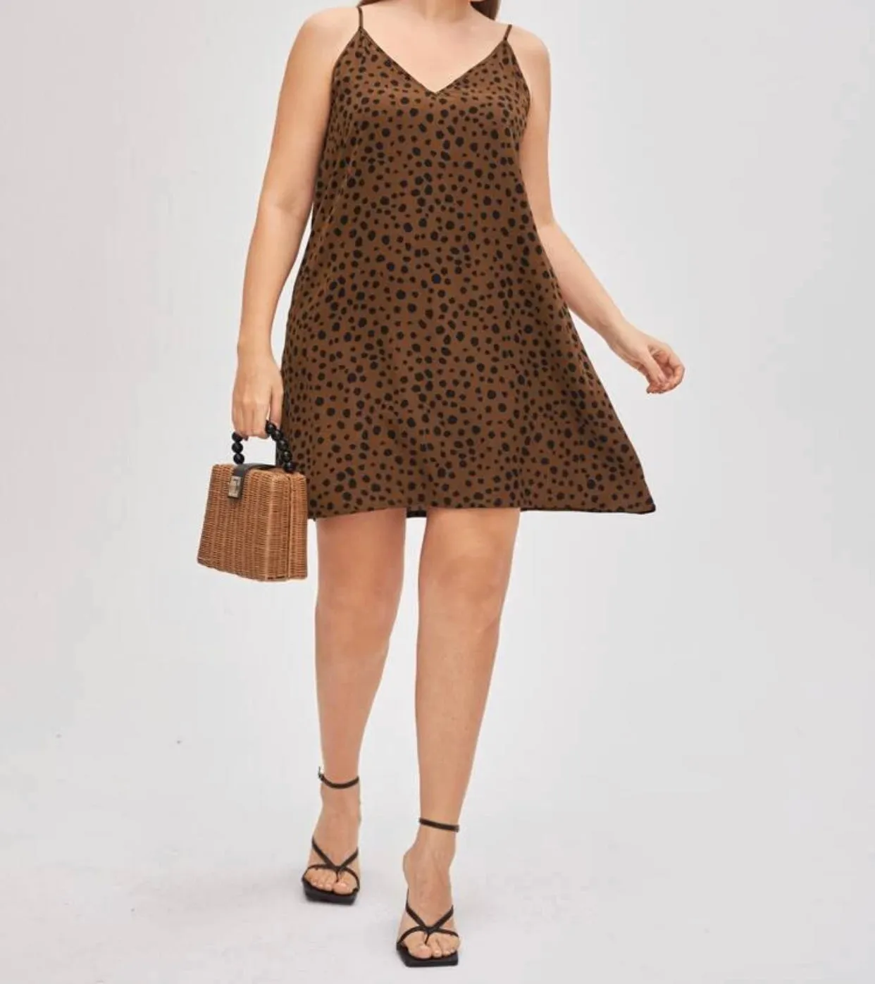 Curve and plus all over Dalmatian print slip dress