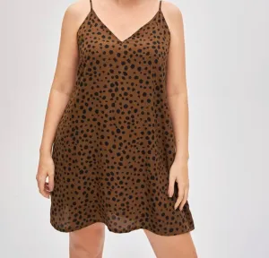 Curve and plus all over Dalmatian print slip dress