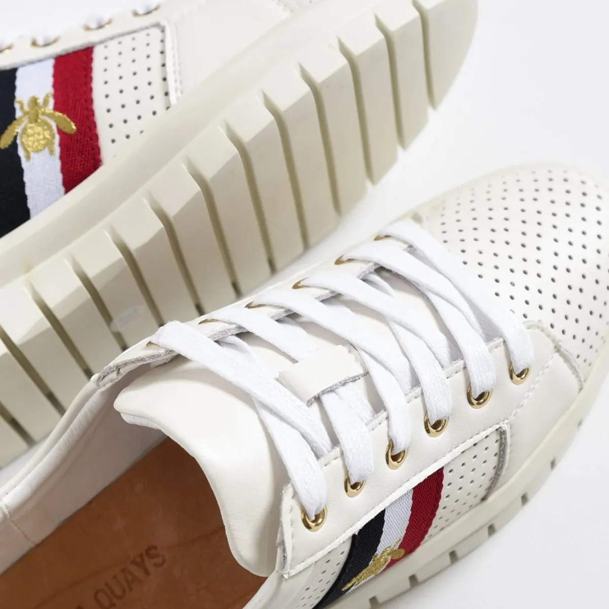 Elope Bee Leather Sneakers (White)
