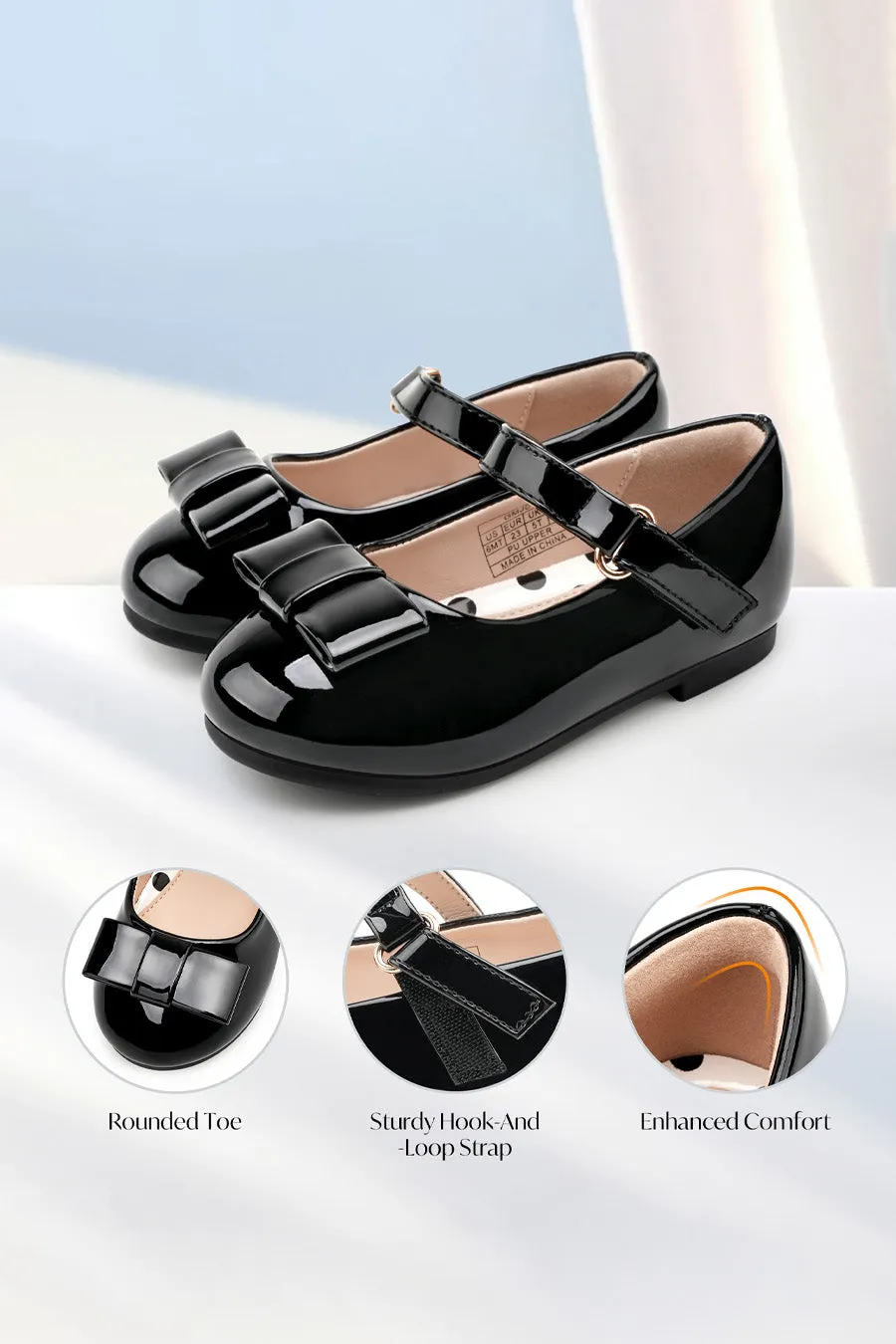Girls’ Faux Leather Mary Janes | Chic Dress Shoes with Bow
