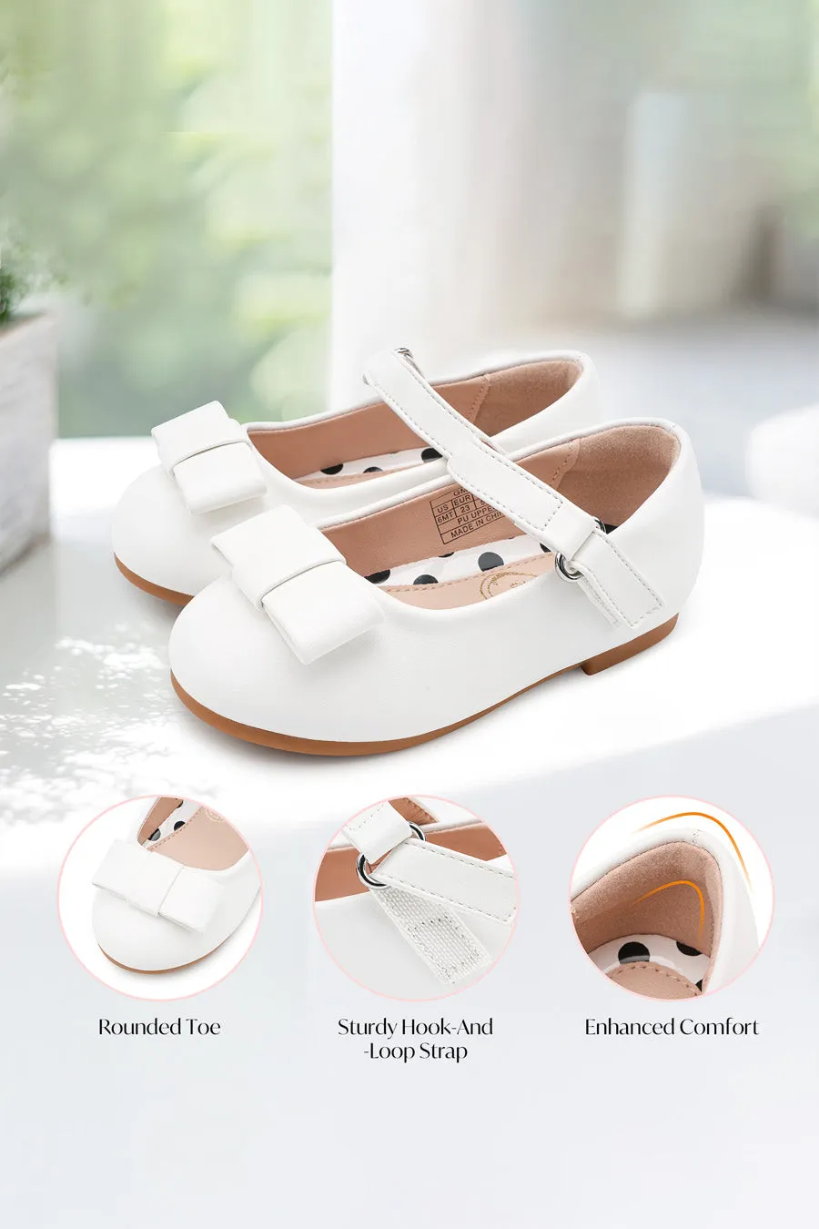 Girls’ Faux Leather Mary Janes | Chic Dress Shoes with Bow