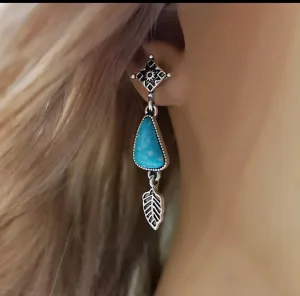 Gorgeous composite turquoise Native American inspired drop earrings