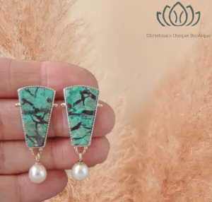 Gorgeous green turquoise inspired stud back earrings