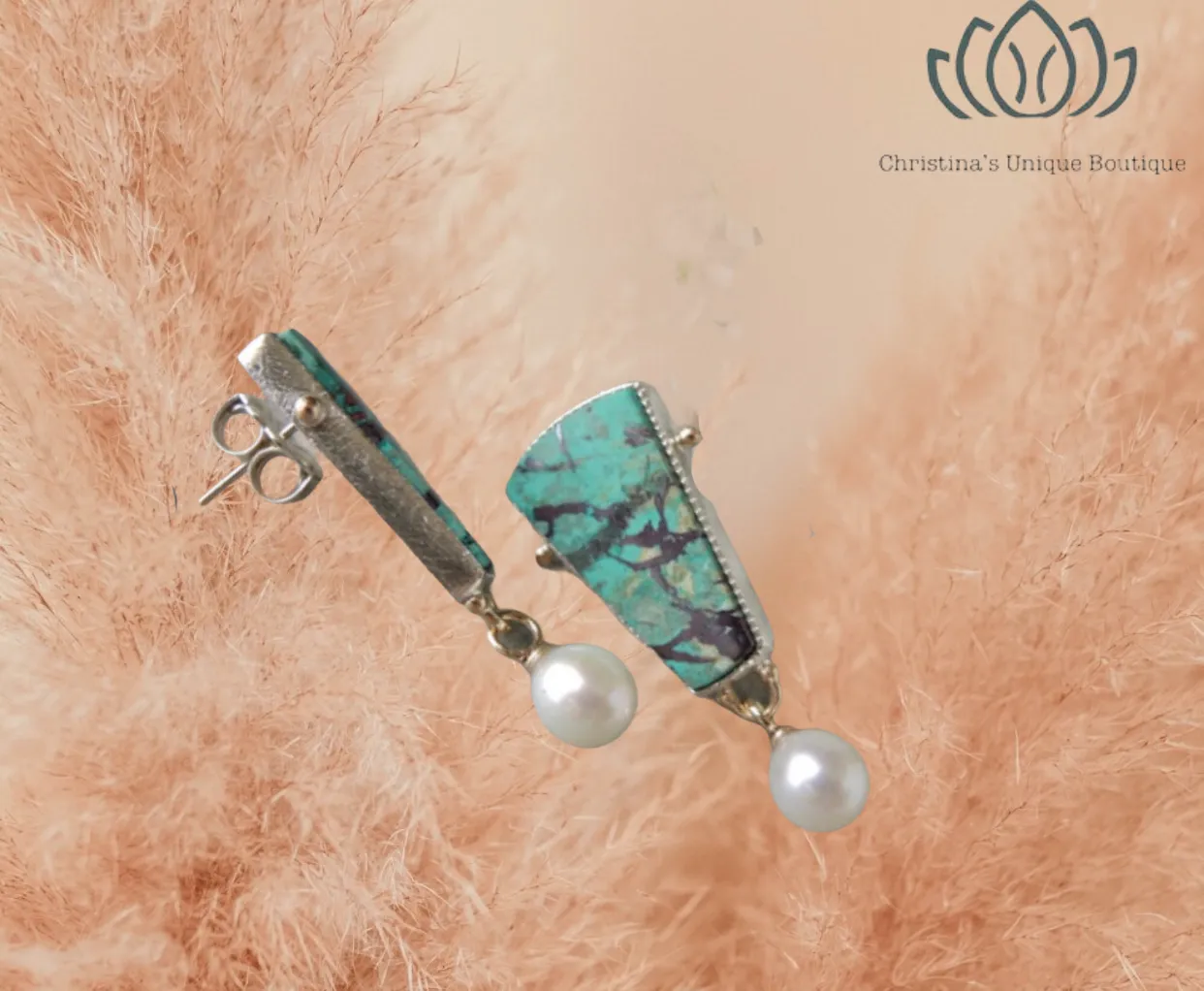 Gorgeous green turquoise inspired stud back earrings