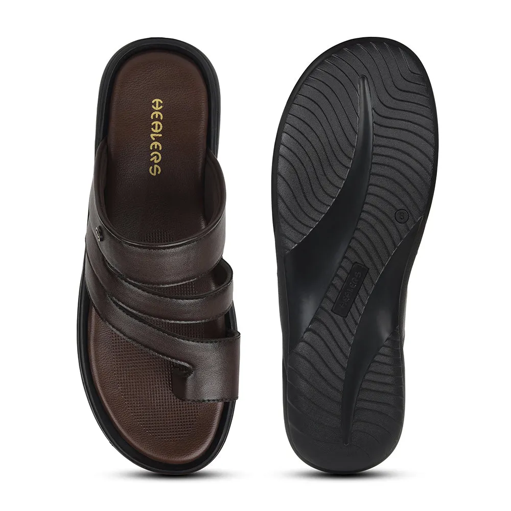 Healers Brown Casual Slipper For Mens AOL-12 By Liberty