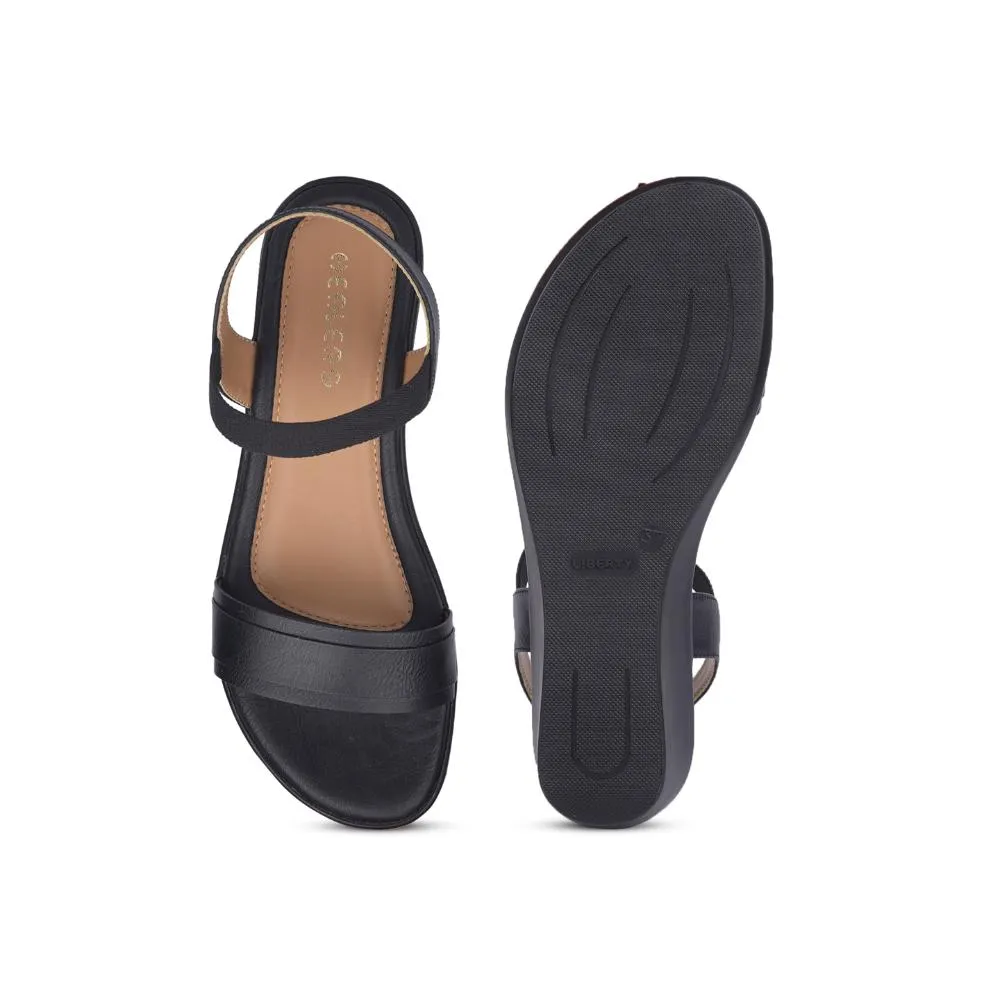 Healers By Liberty Women LDF-22 Black Casual Wedges Heel Sandal