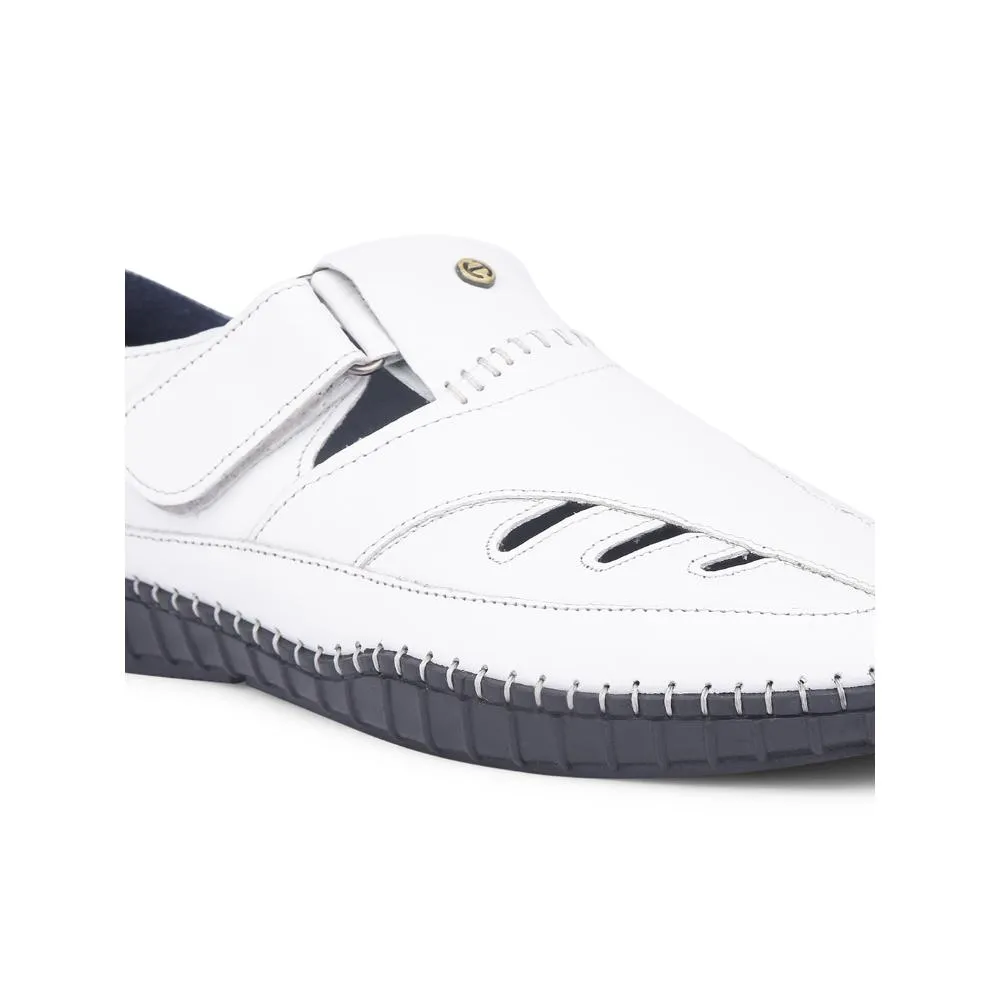 Healers White Casual Buckle Sandal For Men JPL-205 By Liberty