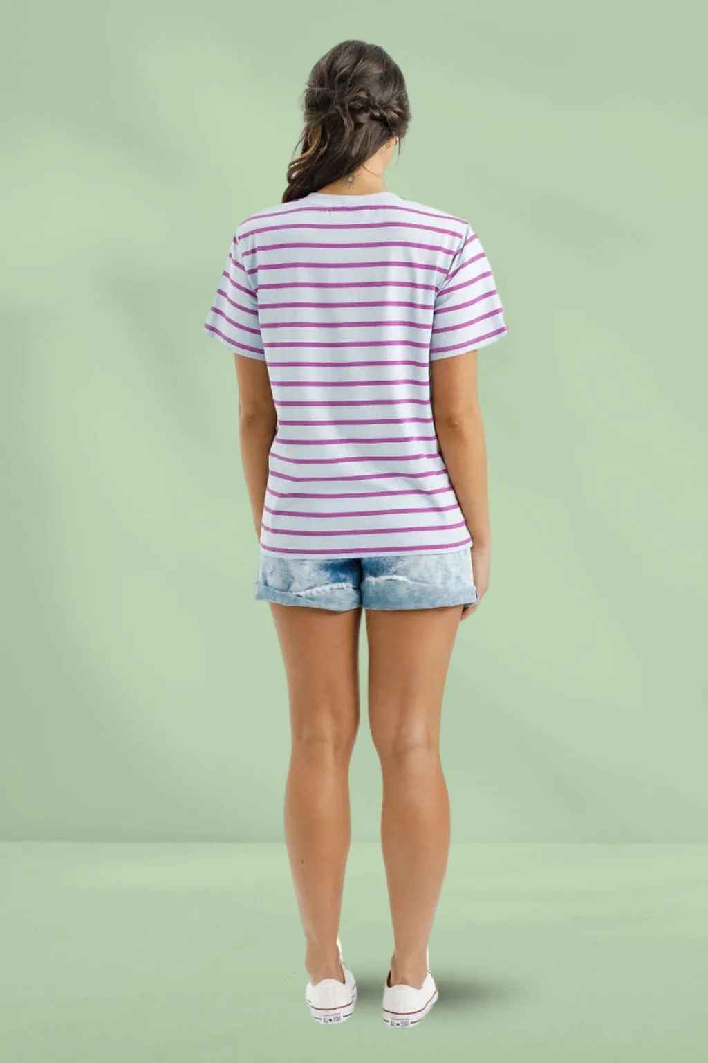 Homelee Chris Tee Orchid Stripe with White X