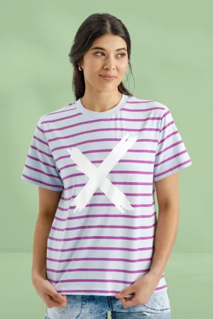 Homelee Chris Tee Orchid Stripe with White X