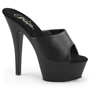 KISS-201 Black Vegan Platform Sexy Slide Sandal 6 Inch Heels