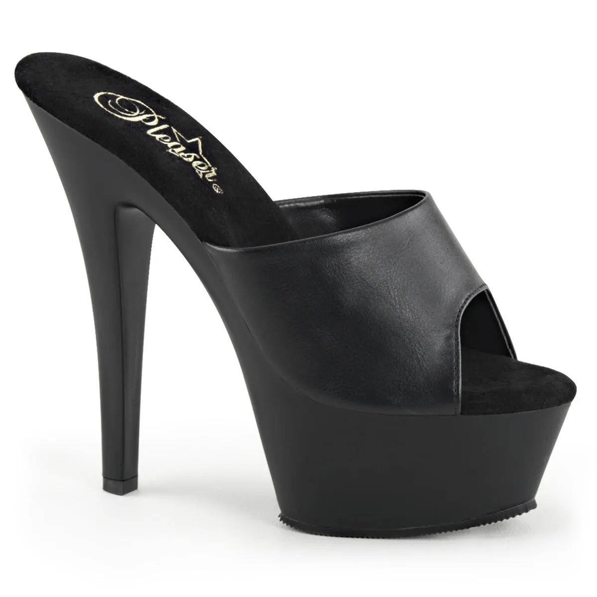 KISS-201 Black Vegan Platform Sexy Slide Sandal 6 Inch Heels
