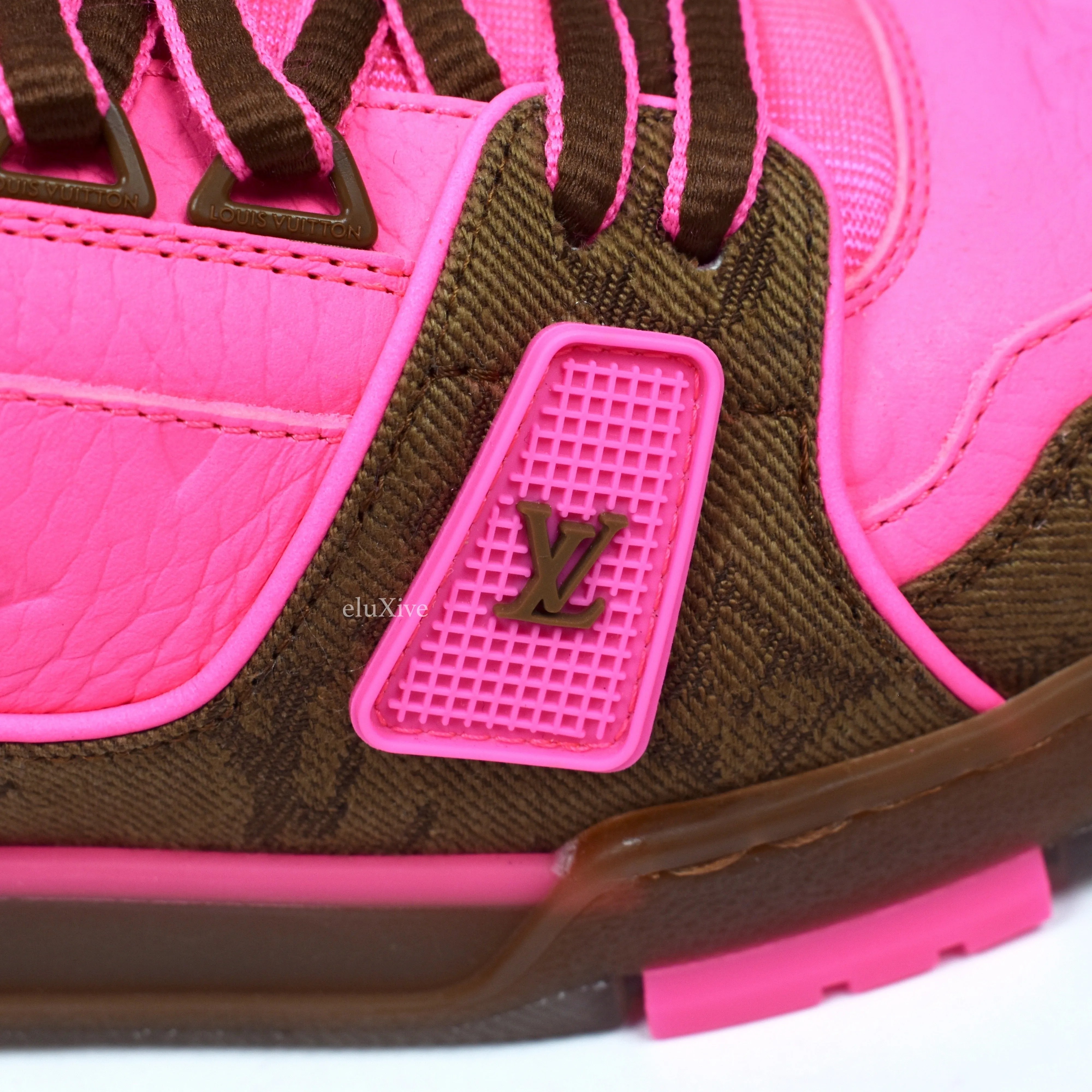 Louis Vuitton - Pink/Brown Leather Trainer Sneakers