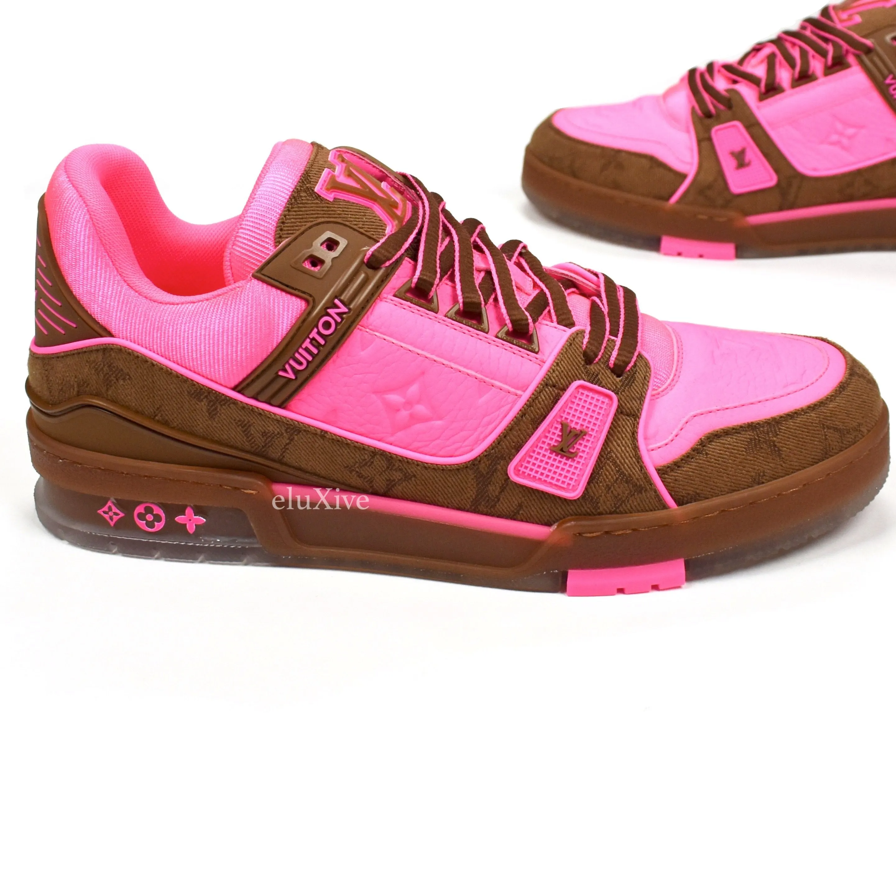 Louis Vuitton - Pink/Brown Leather Trainer Sneakers