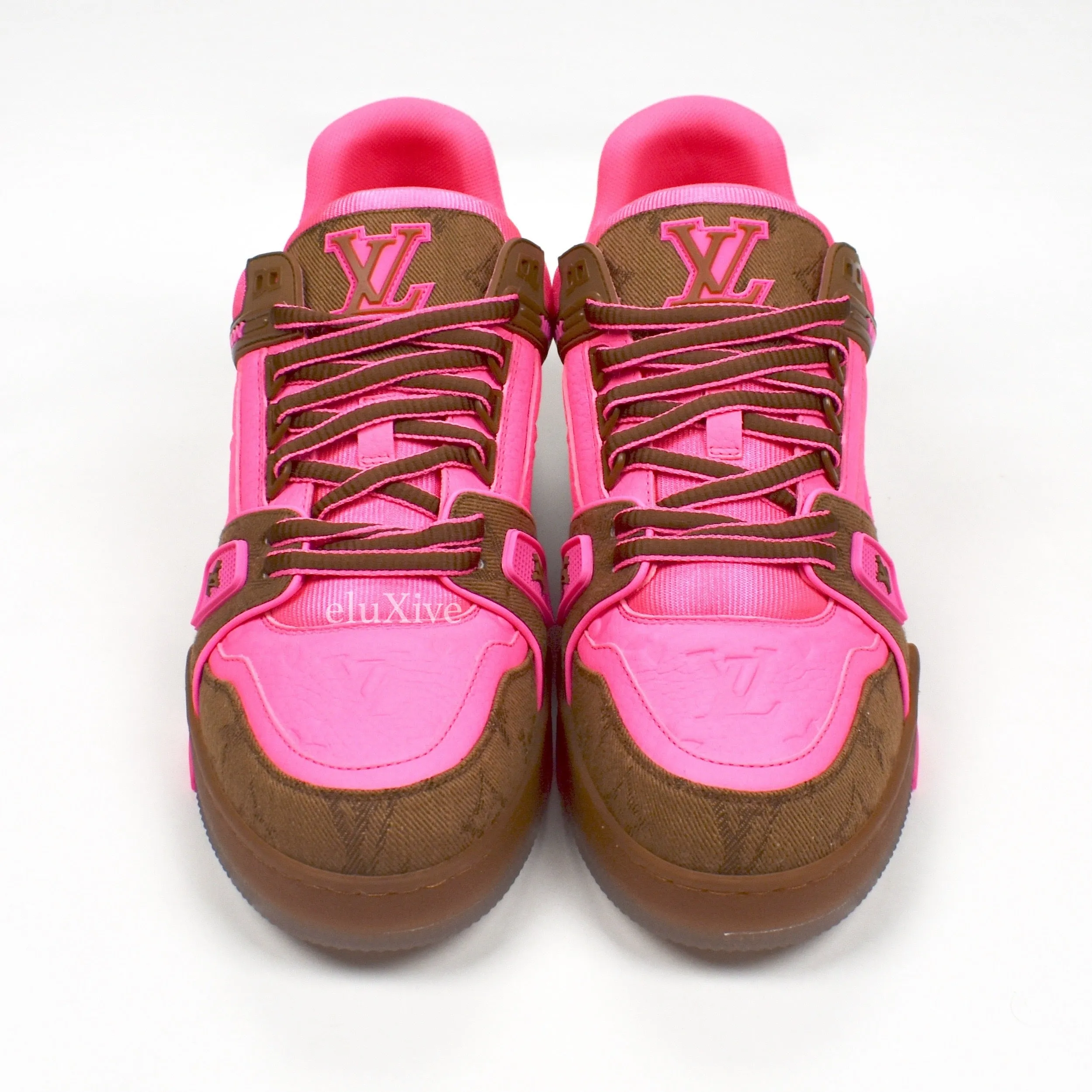 Louis Vuitton - Pink/Brown Leather Trainer Sneakers