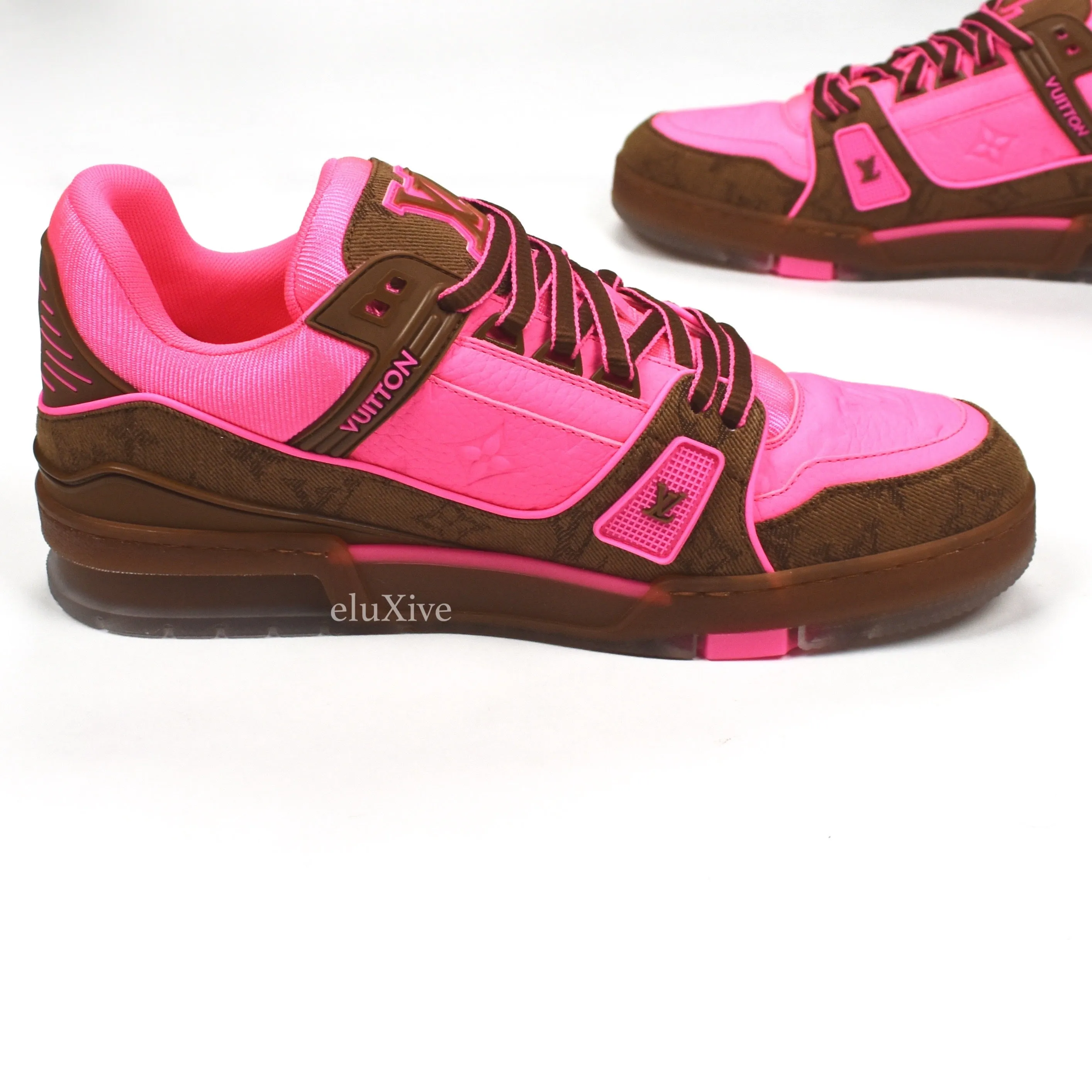 Louis Vuitton - Pink/Brown Leather Trainer Sneakers
