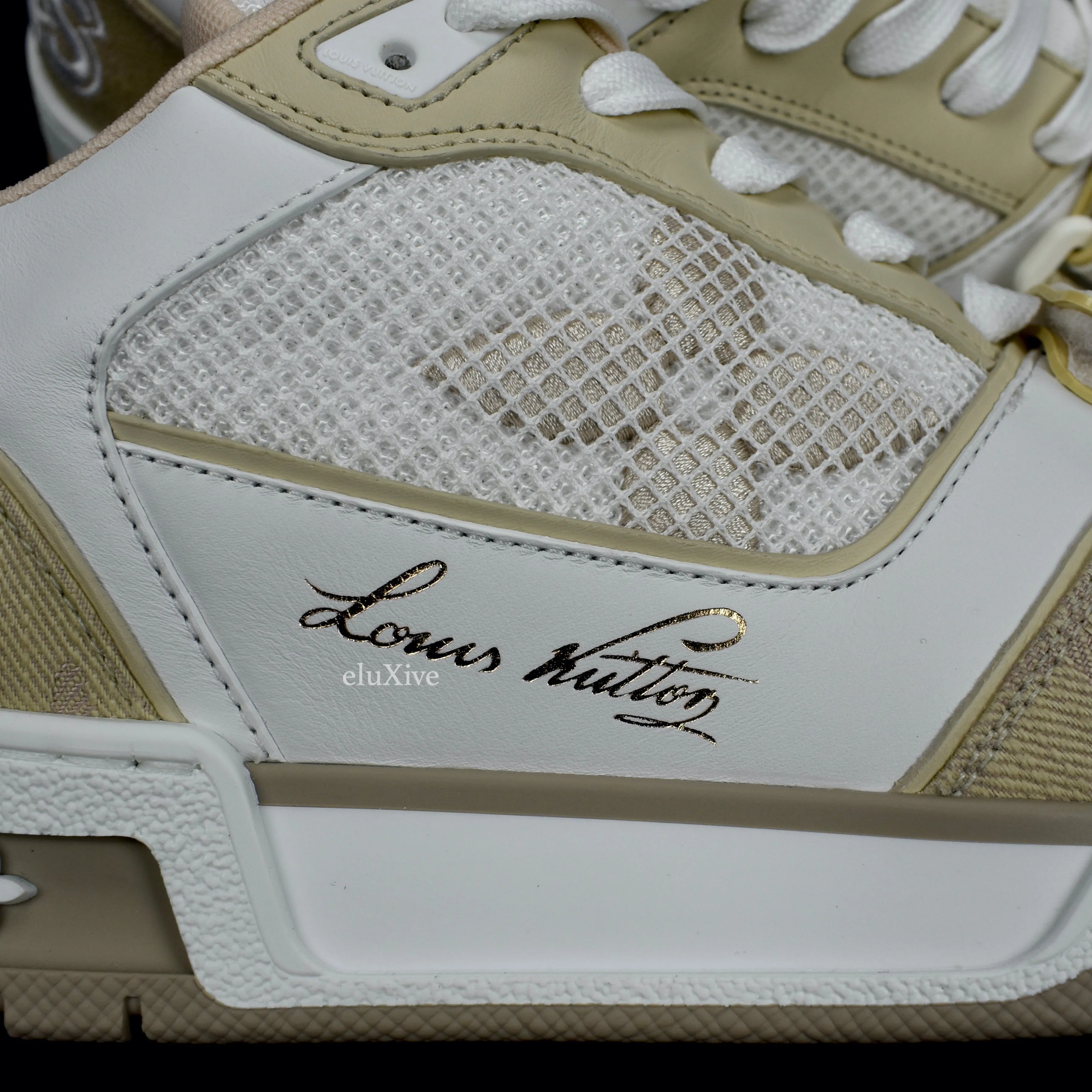 Louis Vuitton - White/Beige Trainer Sneakers with Strap