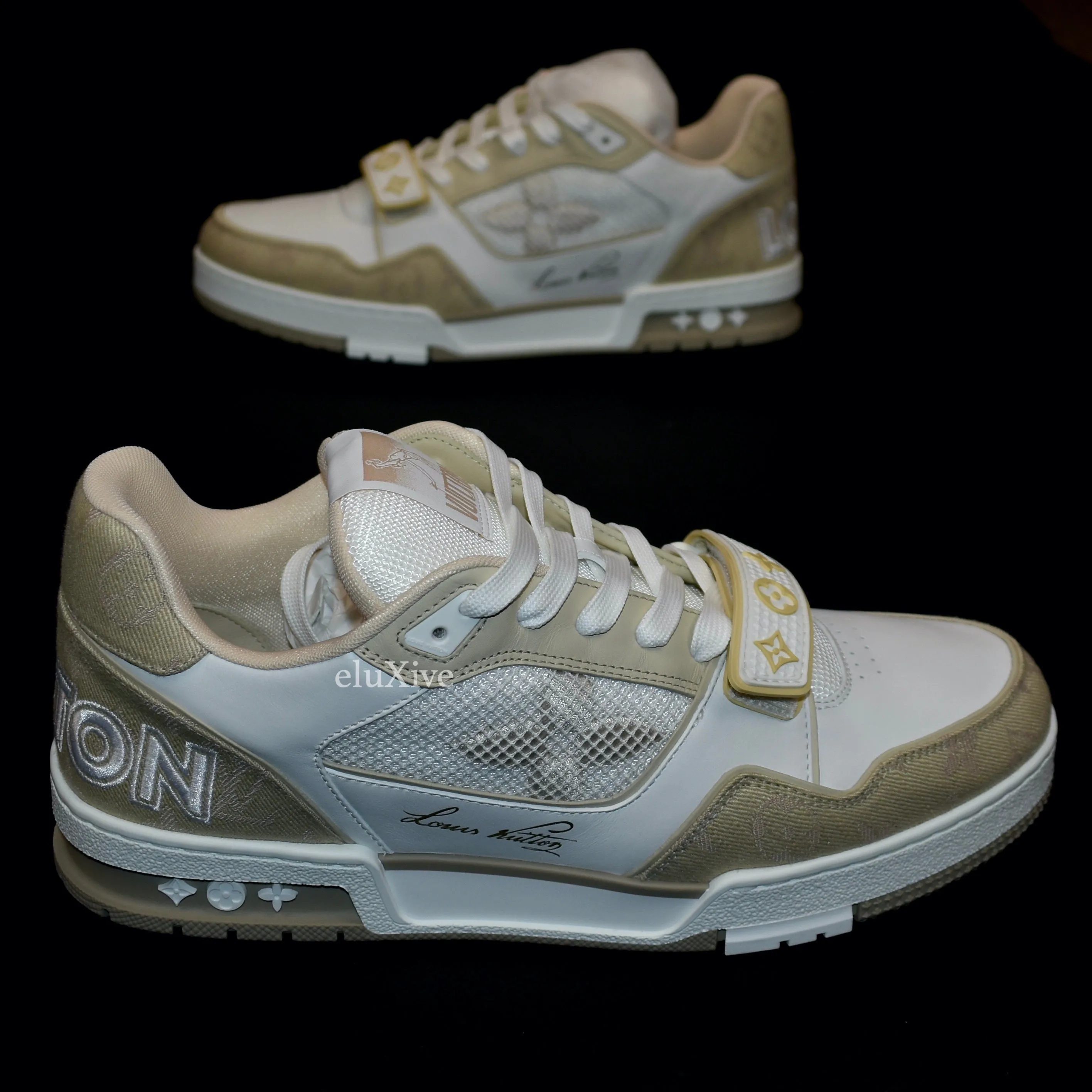 Louis Vuitton - White/Beige Trainer Sneakers with Strap