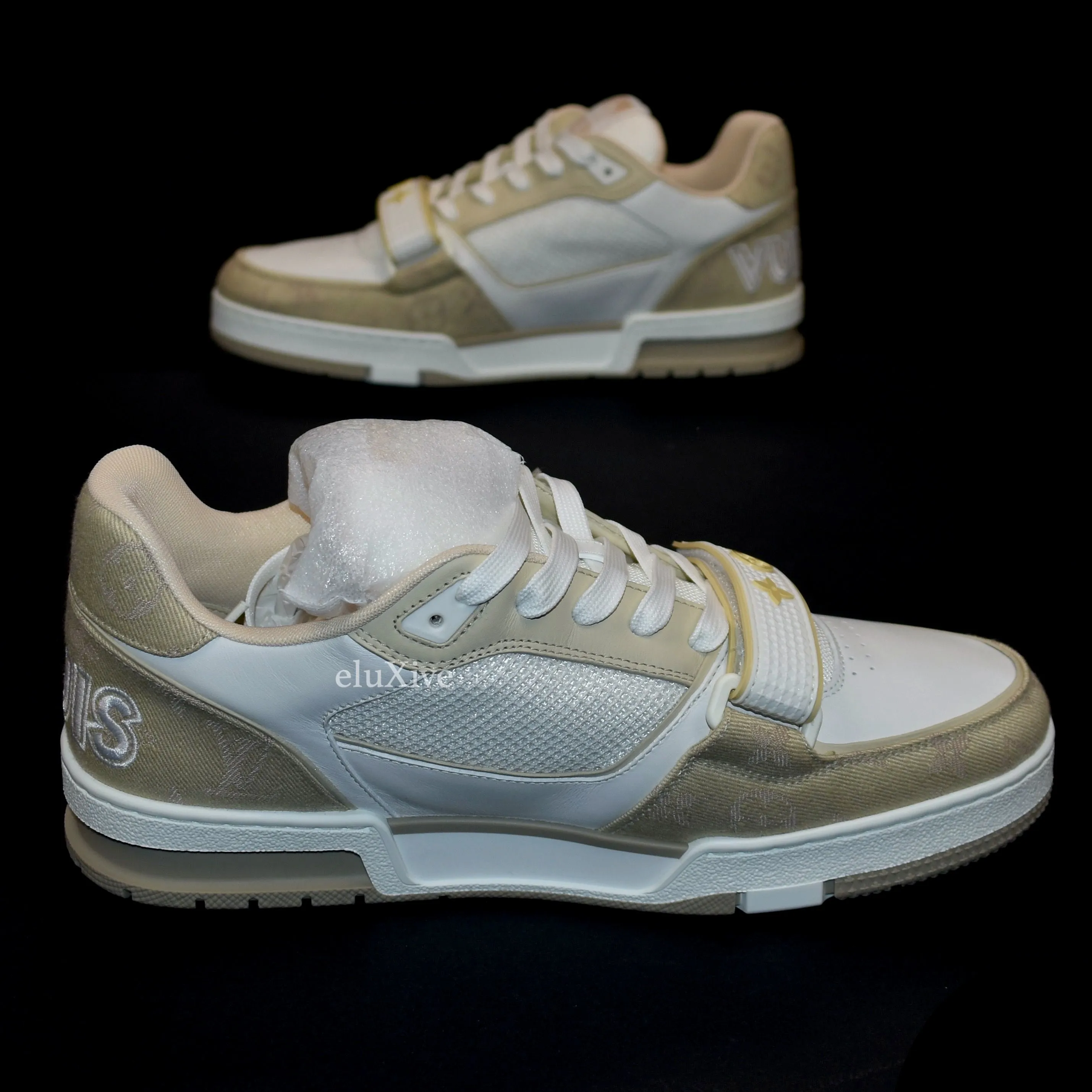 Louis Vuitton - White/Beige Trainer Sneakers with Strap