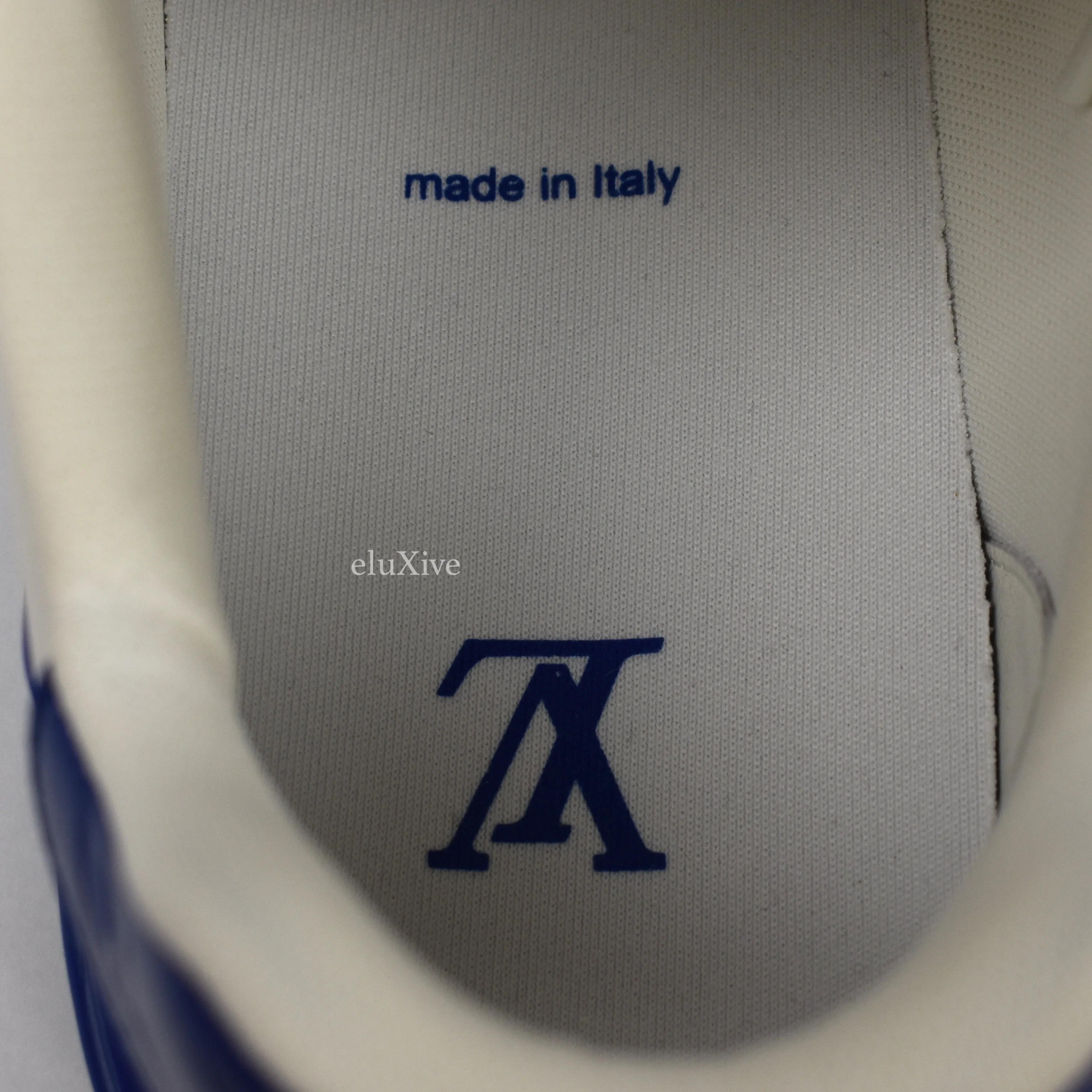 Louis Vuitton - White/Blue Leather Trainer Sneakers