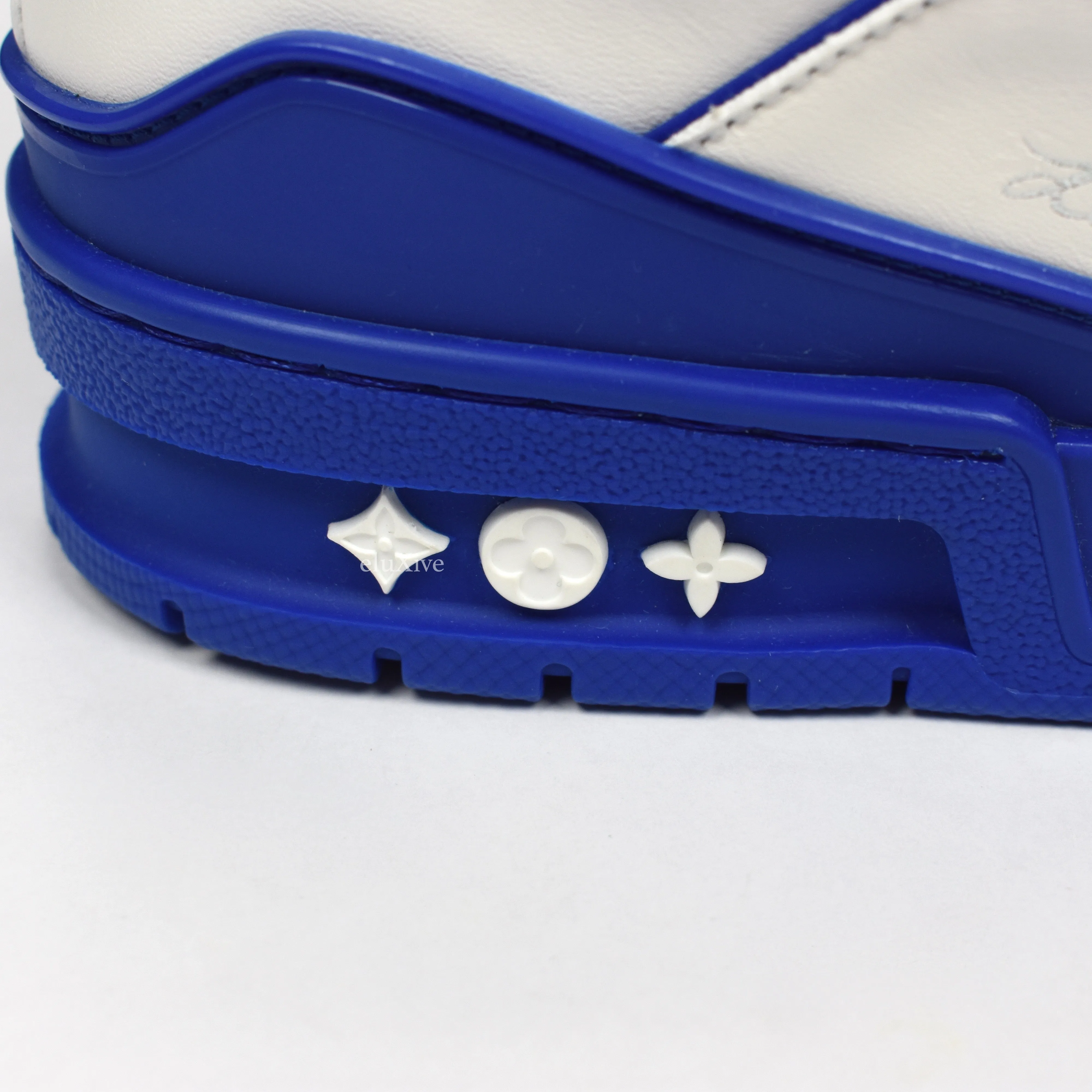 Louis Vuitton - White/Blue Leather Trainer Sneakers