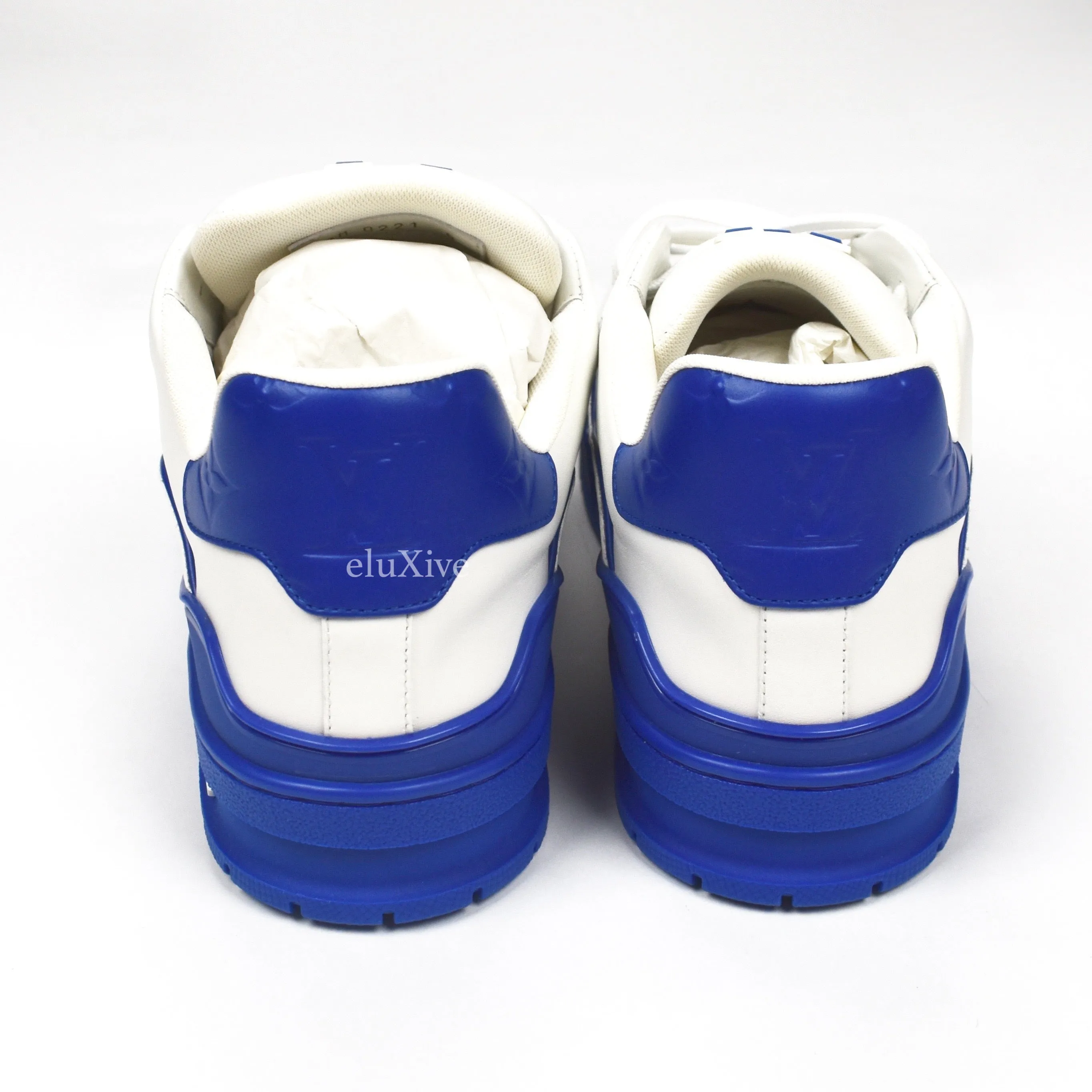 Louis Vuitton - White/Blue Leather Trainer Sneakers