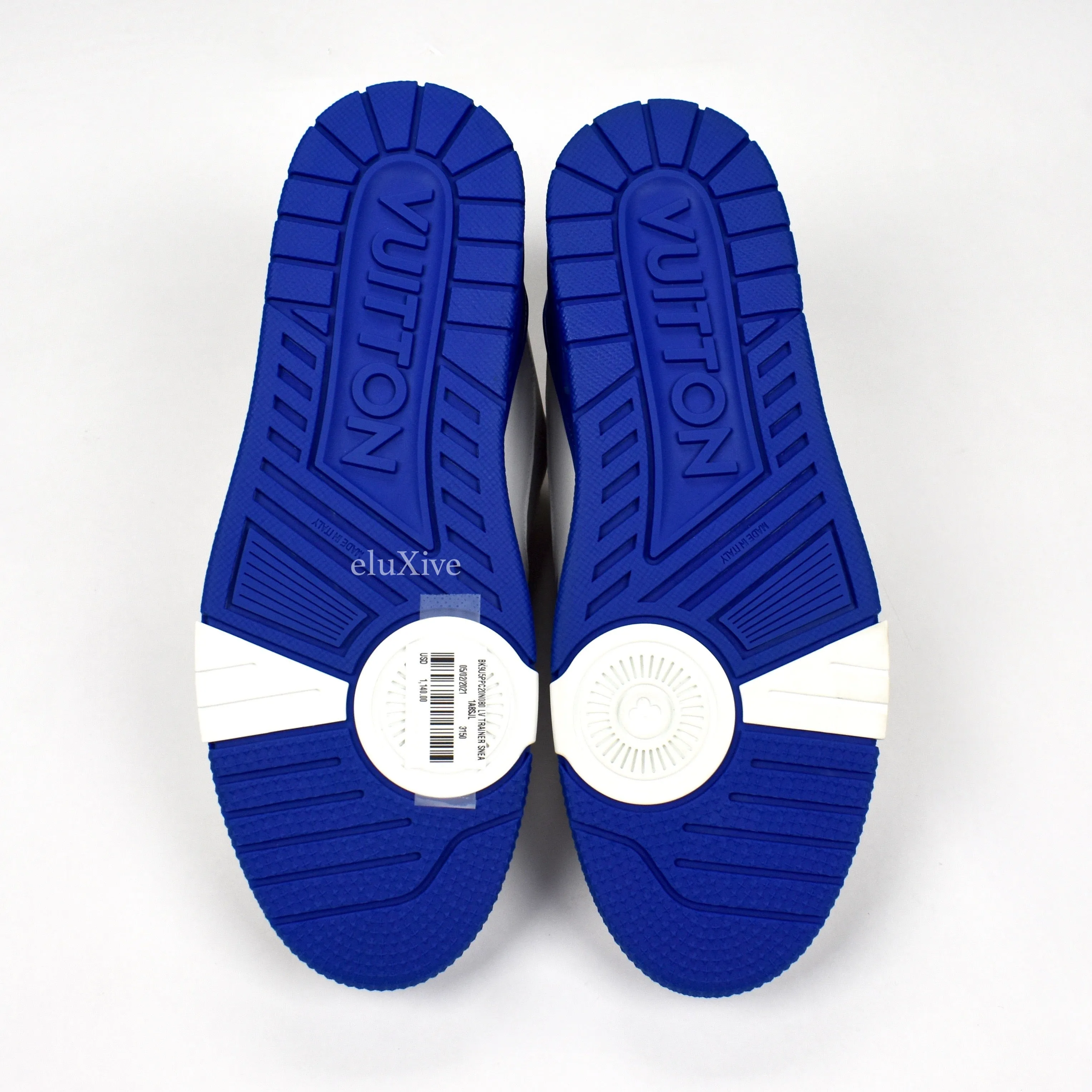 Louis Vuitton - White/Blue Leather Trainer Sneakers