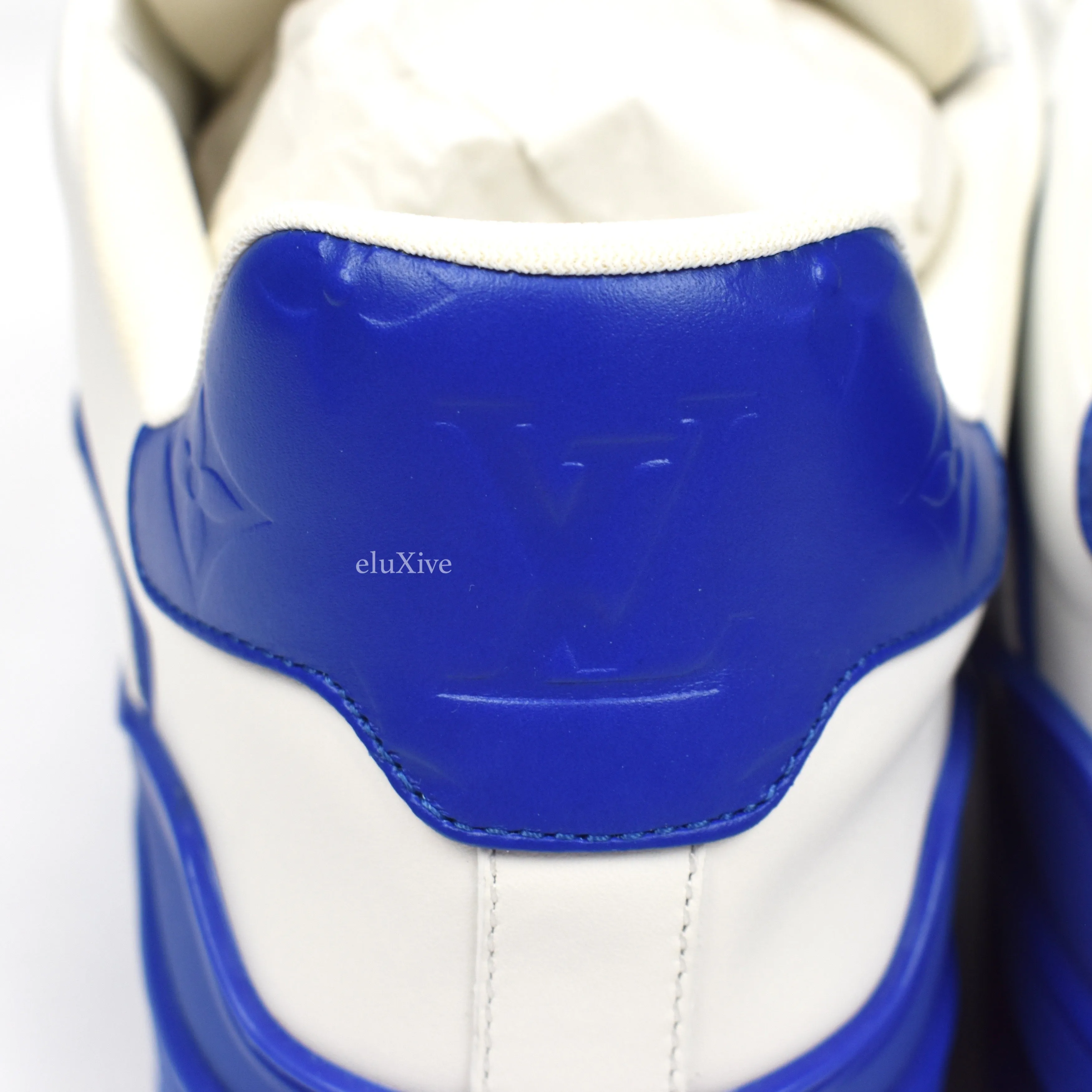 Louis Vuitton - White/Blue Leather Trainer Sneakers