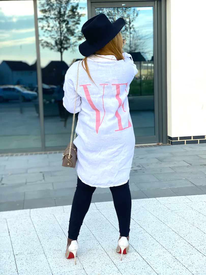 Love Print Linen Shirt
