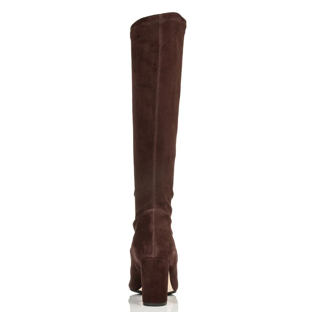 Lydia Extra-Wide Fit Knee High Boots - Brown Suede