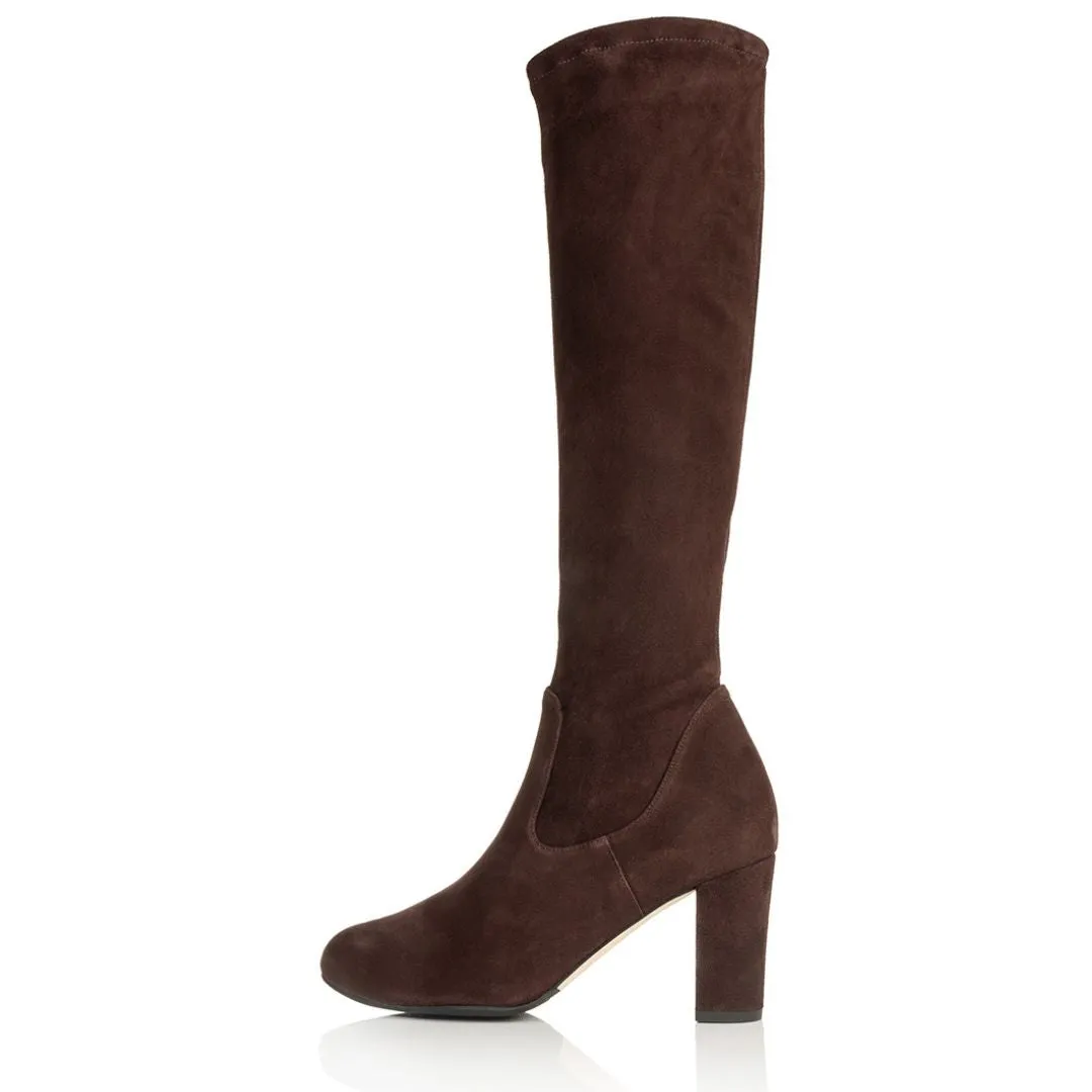Lydia Extra-Wide Fit Knee High Boots - Brown Suede