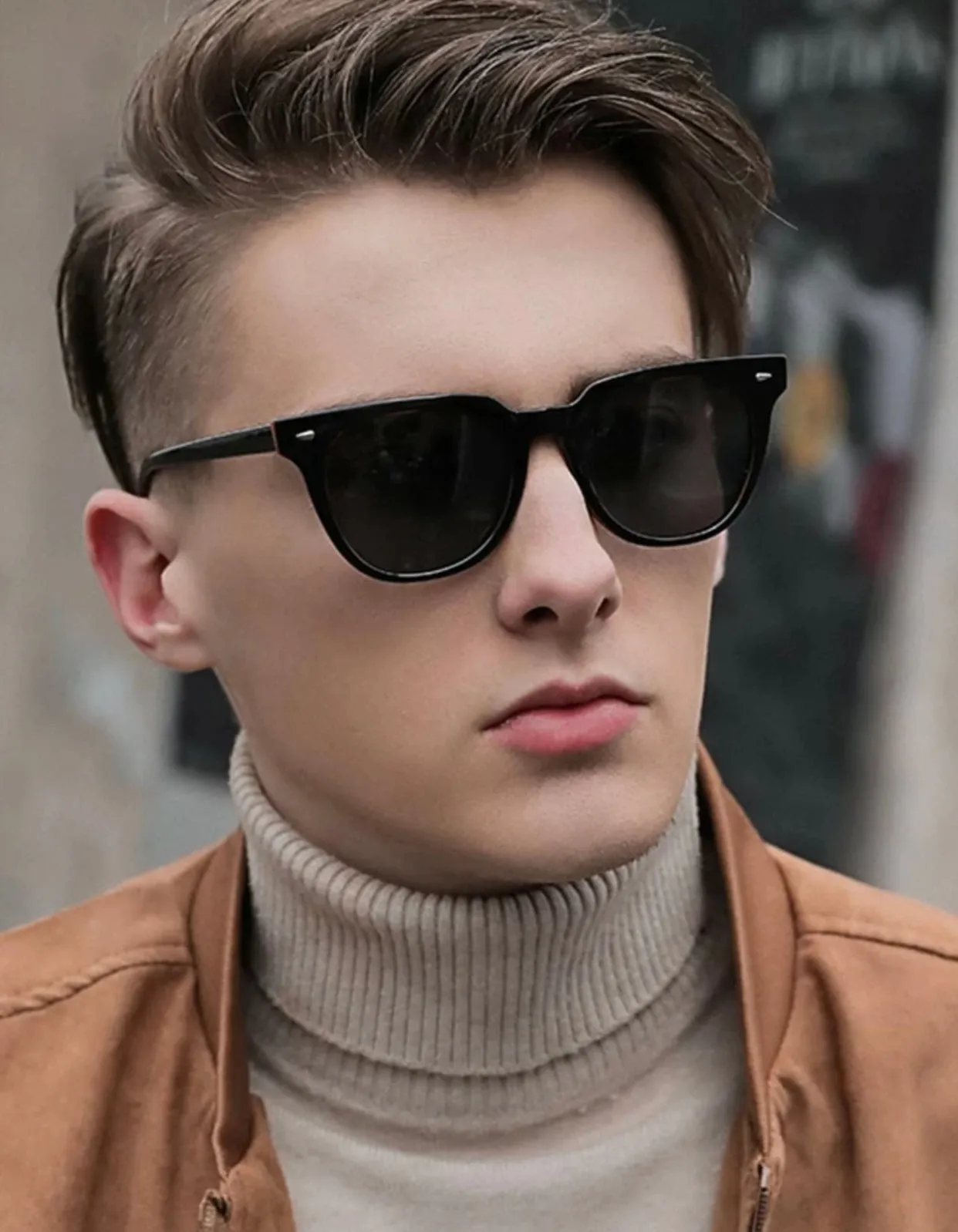Men rivet decor polarized sunglasses