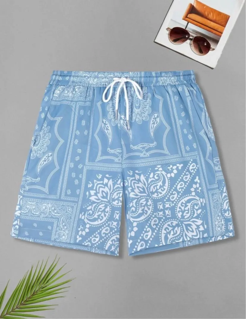 Men Scarf & Paisley Swim Shorts