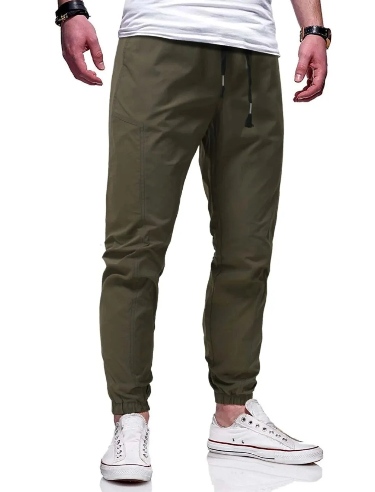 Men’s army green drawstring pants