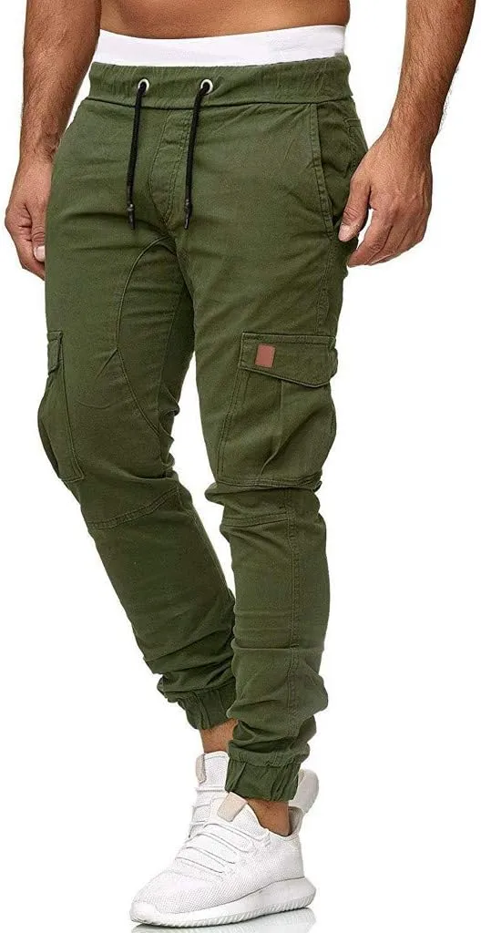 Mens Joggers Cargo Pants Men Fashion Pants Sweatpants Casual Work Chino Pants Drawstring Cargo Pants Hiking Outdoor Pants