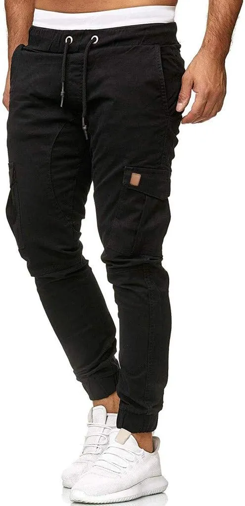 Mens Joggers Cargo Pants Men Fashion Pants Sweatpants Casual Work Chino Pants Drawstring Cargo Pants Hiking Outdoor Pants