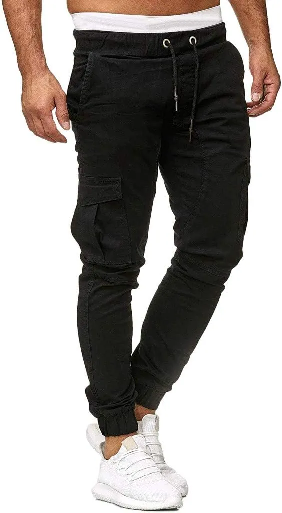 Mens Joggers Cargo Pants Men Fashion Pants Sweatpants Casual Work Chino Pants Drawstring Cargo Pants Hiking Outdoor Pants